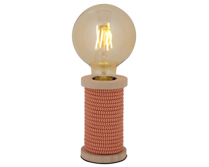 Tafellamp Max. 12 cm hoog, decoratieve tafellamp gemaakt van metaal en plastic en textielmateriaal in oranje-wit, E27-versie, tafellamp voor eetkamer, keuken, kinderkamer, gang