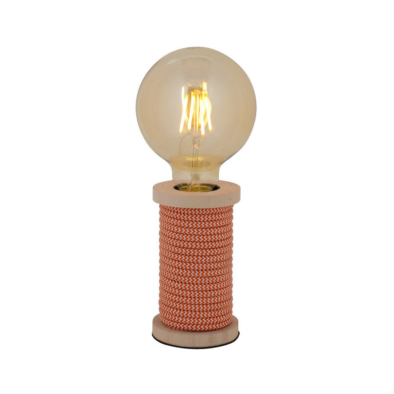 Tafellamp Max. 12 cm hoog, decoratieve tafellamp gemaakt van metaal en plastic en textielmateriaal in oranje-wit, E27-versie, tafellamp voor eetkamer, keuken, kinderkamer, gang