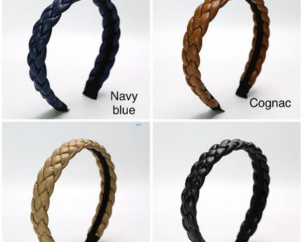 Vintage stijl gevlochten hoofdband in leerlook
