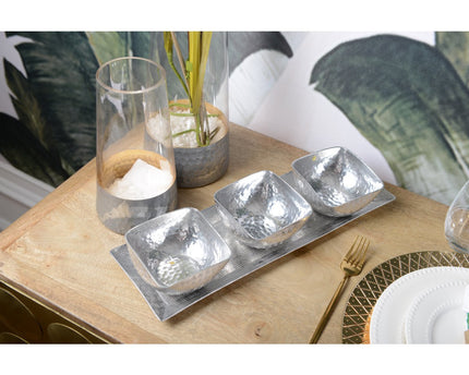 Set van 3 kopjes op aluminium plaat