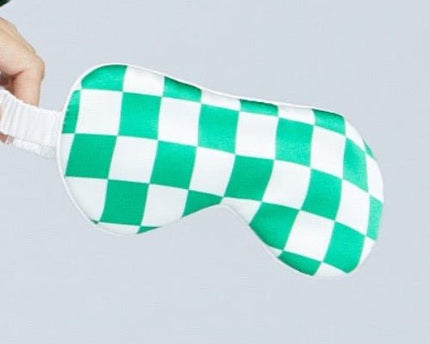 100% zijde ontspanningsslaapmasker-19 mm-bandjes op schaakbordpatronen-oversize