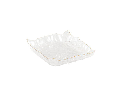 Vierkante beker met gouden vergulde rand 15,5x15.5x3,5 cm