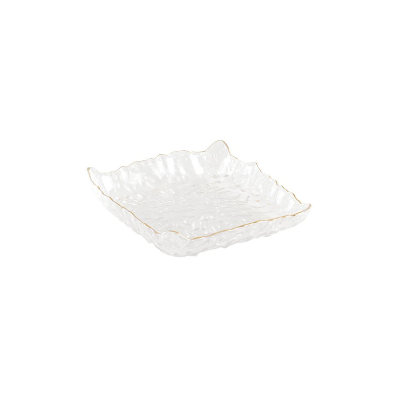 Vierkante beker met gouden vergulde rand 15,5x15.5x3,5 cm