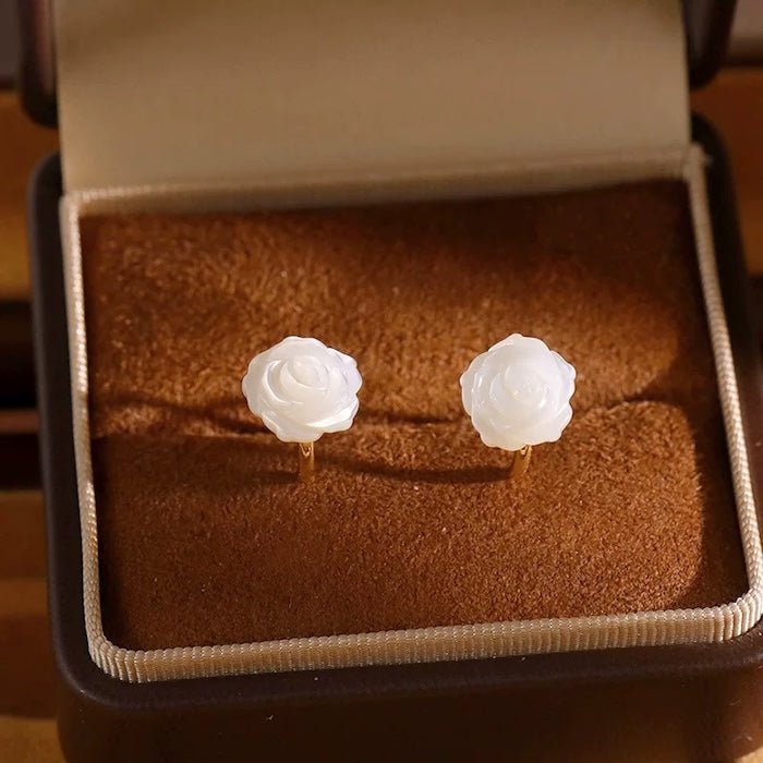 Levendige parelmoer Rose Flower Ear Cuff-One Pair