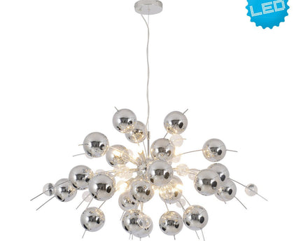 Hanger lamp "explosie" chroom gemaakt van metaal en glas, G9 -versies, hangende lamp voor eetkamer, woonkamer, gang of kantoor, Øca. 98 cm