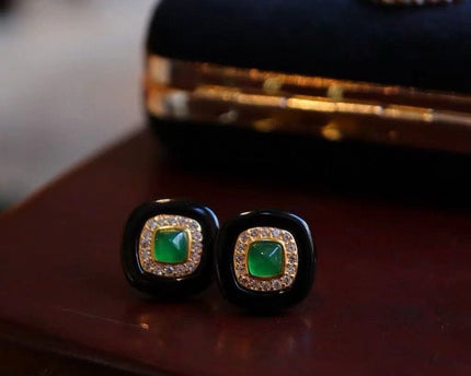Zwarte onyx oorbellen - Lapis Lazuli en Green Onyx