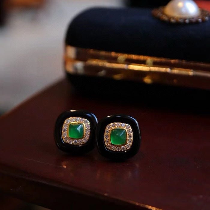 Zwarte onyx oorbellen - Lapis Lazuli en Green Onyx