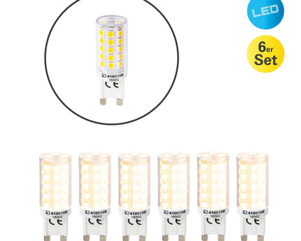 6-set LED-lamp G9, 3,5 watt, gemaakt van plastic, warm wit