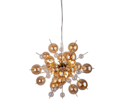 Hanger lamp "explosie" barnsteen gemaakt van metaal en glas, G9 -versies, hangende lamp voor eetkamer, woonkamer, gang of kantoor, hangende lamp ØCA. 65 cm