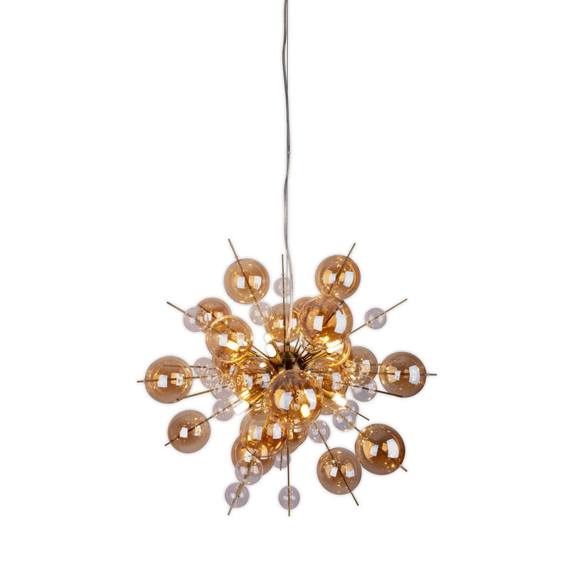 Hanger lamp "explosie" barnsteen gemaakt van metaal en glas, G9 -versies, hangende lamp voor eetkamer, woonkamer, gang of kantoor, hangende lamp ØCA. 65 cm