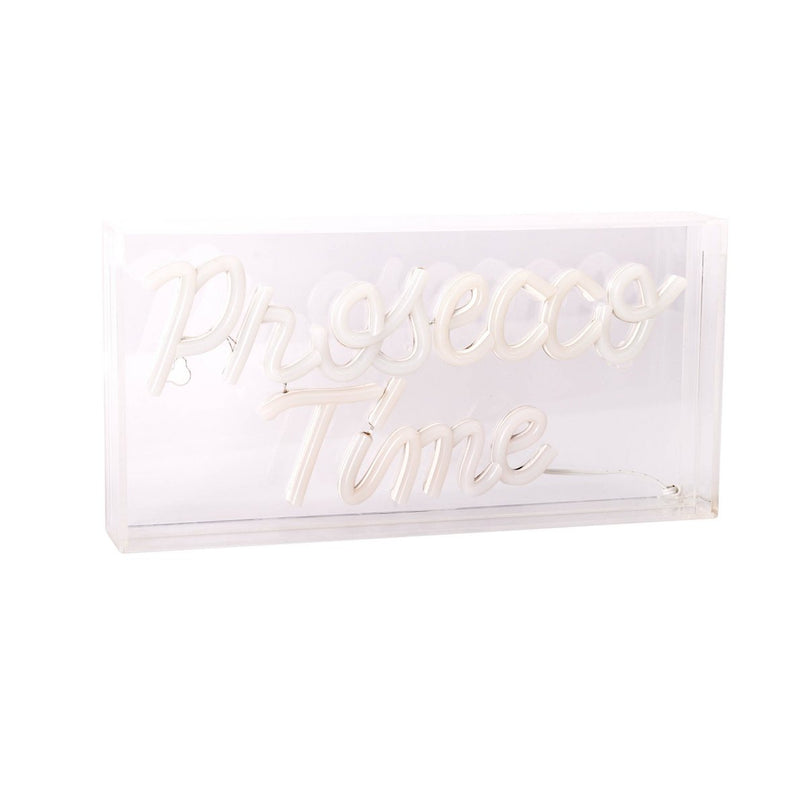 LED-lettertype Light "Prosecco Time" decoratie voor binnen 30 x 15 cm, in blauw en magenta-rood
