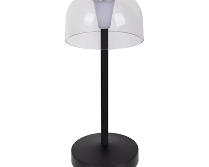 2 Set LED Battery Table Light "Gomba" voor buiten en binnen, gemaakt van metaal en plastic in zwart, 18,5 cm hoog