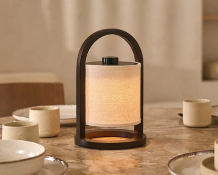 River Donkerbruine Draadloze Houten Lamp – Oplaadbaar & Dimbaar