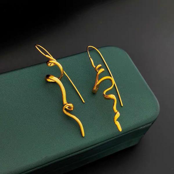Minimalistische Swirl Line Drop Earring