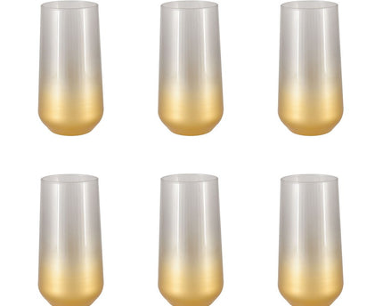 Hoge afgebroken waterglazen - veel van 6