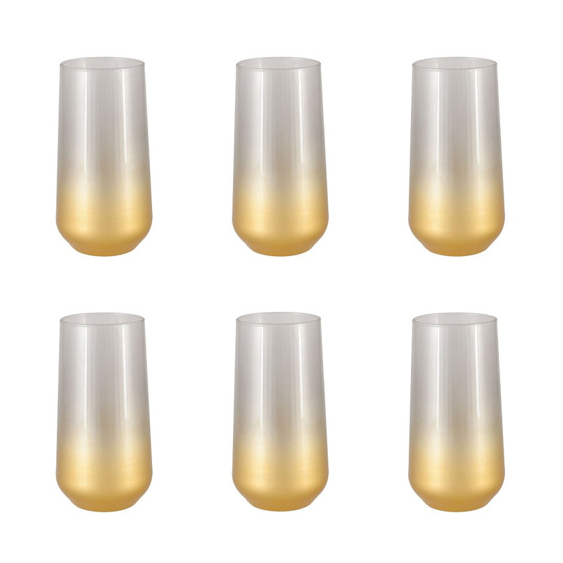 Hoge afgebroken waterglazen - veel van 6