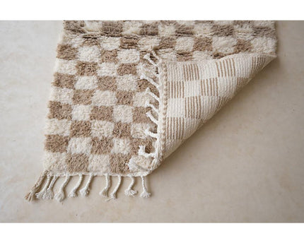Berber geruit wollen vloerkleed 110 x 146 cm