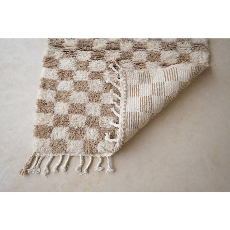 Berber geruit wollen vloerkleed 110 x 146 cm