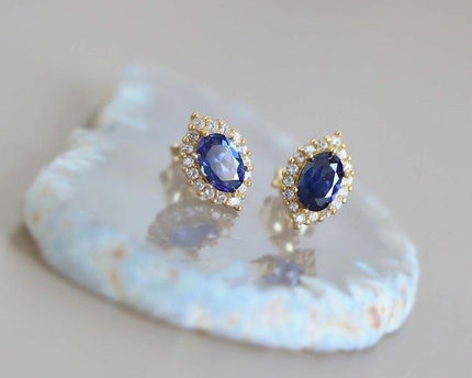 Saffierlook blauwe kristallen oorbellen