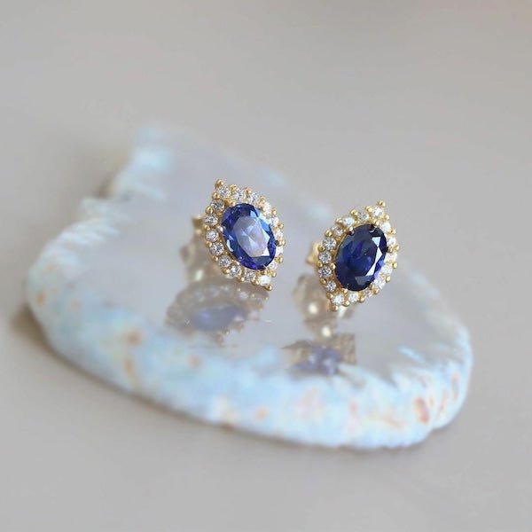 Saffierlook blauwe kristallen oorbellen