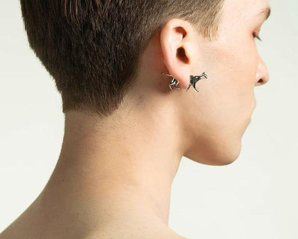 Puppy n Cat Design dubbelzijdige oorbel, één stuk