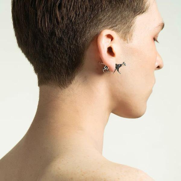 Puppy n Cat Design dubbelzijdige oorbel, één stuk