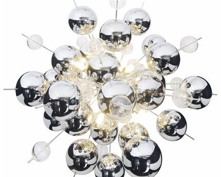 Hanger lamp "explosie" chroom gemaakt van metaal en glas, G9 -versies, hangende lamp voor eetkamer, woonkamer, gang of kantoor, Øca. 65 cm