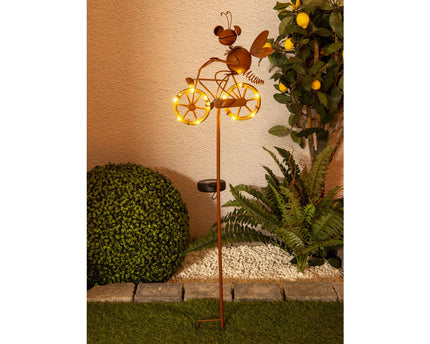 LED Solar Earth Skeer Skeer Brown H: 88cm, voor buiten, metaal en plastic aarde spies in bruin, met geïntegreerde LED