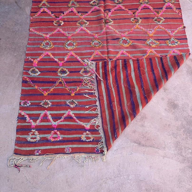 Zuiver wollen Marokkaans Kelim Berber tapijt 138 x 220 cm