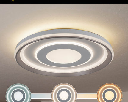 LED-plafondlamp "Doira" Ø 50,5 cm, 7,5 cm hoog, metaal en plastic in zilver en wit, geïntegreerde LED's, 3600 lm licht licht, dimable, CCT-functie 3000-6500 K, nachtlichtfunctie