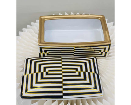 Moderne huisdecoratie opbergdoos met zwart-wit gouden rand