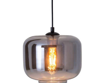 Hanger lamp "vaso", retro, hanglamp, metaal en rookglas in antraciet, E27 -aansluiting, voor eetkamer, woonkamer, gang of kantoor, met een Øvon 25 cm