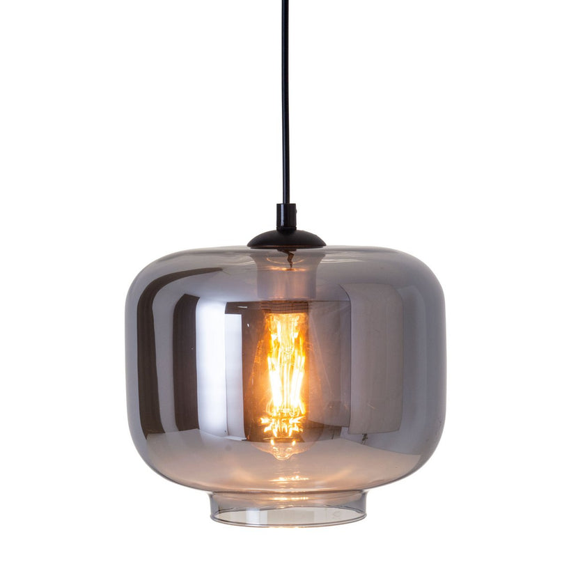 Hanger lamp "vaso", retro, hanglamp, metaal en rookglas in antraciet, E27 -aansluiting, voor eetkamer, woonkamer, gang of kantoor, met een Øvon 25 cm