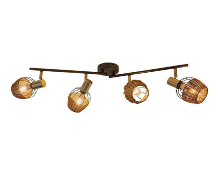 4 plafondlamp "Corbis", metalen plek in zwart en goud, met E14 -aansluiting, voor eetkamer, woonkamer, gang of kantoor, plafondlamp, 78 cm lang