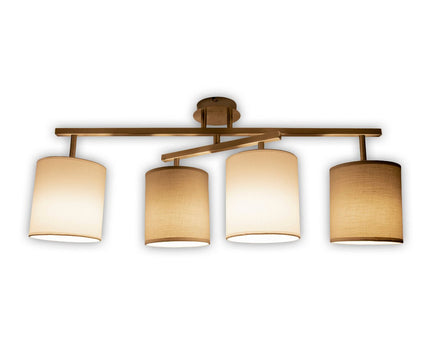 4 plafondlamp "tilde", klassieke metalen plafondlamp en textiel in grijs met E27 -aansluiting, 82 cm lang, de paraplu's zijn verstelbaar, ideaal voor woonkamer, eetkamer en slaapkamer