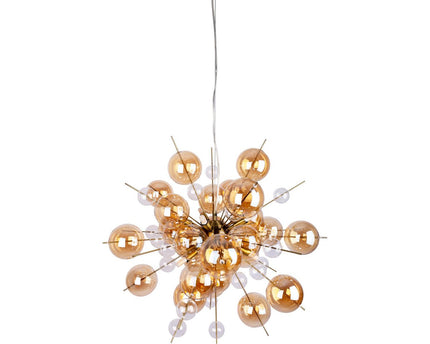 Hanger lamp "explosie" barnsteen gemaakt van metaal en glas, G9 -versies, hangende lamp voor eetkamer, woonkamer, gang of kantoor, hangende lamp ØCA. 65 cm