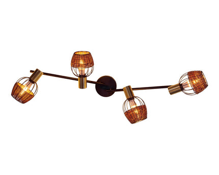 4 plafondlamp "Corbis", metalen plek in zwart en goud, met E14 -aansluiting, voor eetkamer, woonkamer, gang of kantoor, plafondlamp, 78 cm lang