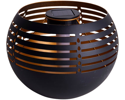 LED Decoratief-solar tafellicht, 16 cm hoog voor buiten, gemaakt van zwart metaal en plastic, met geïntegreerde LED