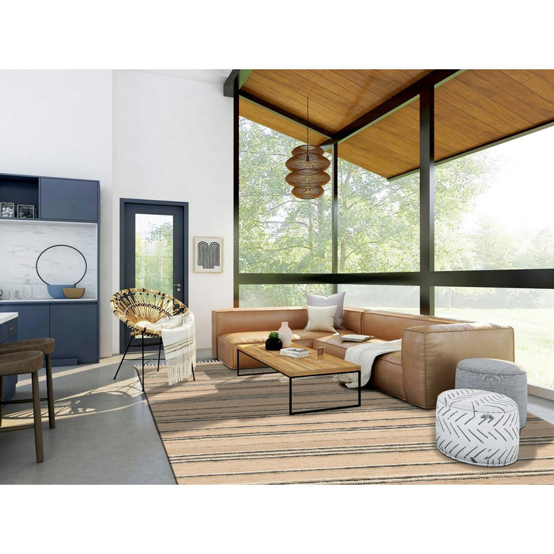 Tapis rayé fait main en laine et jute RAJ