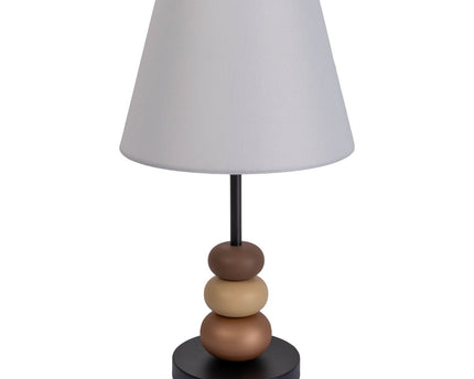 Tafellamp "Elina", ca. 50 cm hoog, gemaakt van metaal in zwart/bruin, tekstbladen in wit, E27
