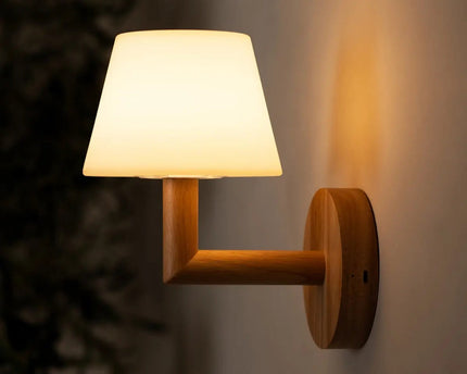 Ted lichtbruin houten oplaadbare wandlamp | Draadloze en dimbare verlichting