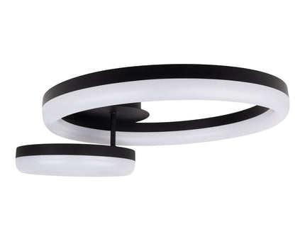 LED CCT-plafondlicht "Circulo" gemaakt van zwart metaal en zandkleurig plastic 53 cm lang