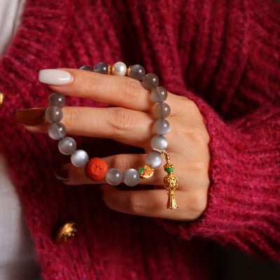 Labradoriet kralen armband met boeddhisme gelukkige charms