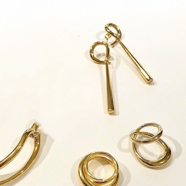 Geometrische Curve Hoop Long Line Bar Oorbellen