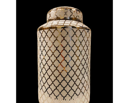 Keramieken pot wit goud (klein formaat: H*30 B*15)