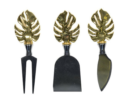 Set van 3 stuks met gouden palmbladkaas