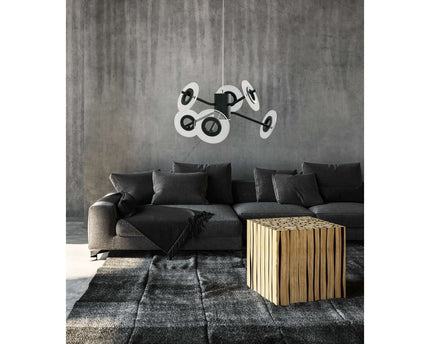 Led hanglamp "discus" gemaakt van zwart metaal en wit plastic met stevig gebouwd -in LED's, hangende lamp voor eetkamer, woonkamer, gang of kantoor met een Øvon ca. 57 cm