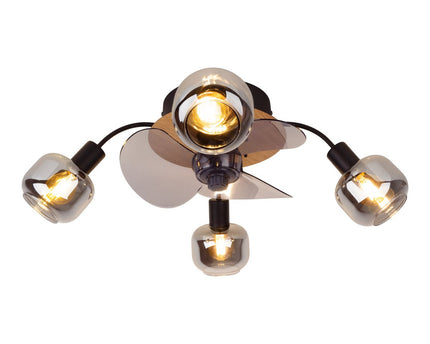 Plafondlamp inclusief ventilator "fumoso", in zwart, bruin en natuur, voor E27, Ø 51 cm