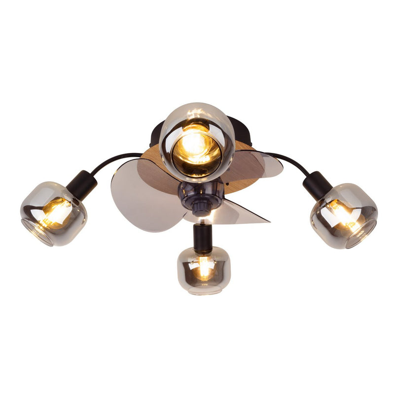 Plafondlamp inclusief ventilator "fumoso", in zwart, bruin en natuur, voor E27, Ø 51 cm