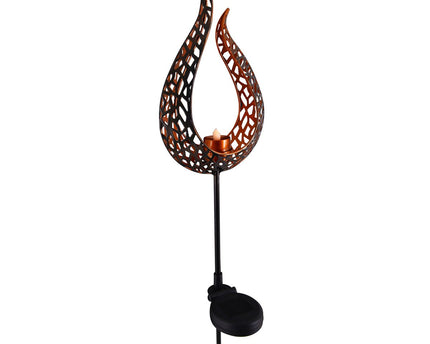 LED Solar Earth Spit "Flame" -outer en Spit gemaakt van metaal en plastic in bruin, met geïntegreerde LED